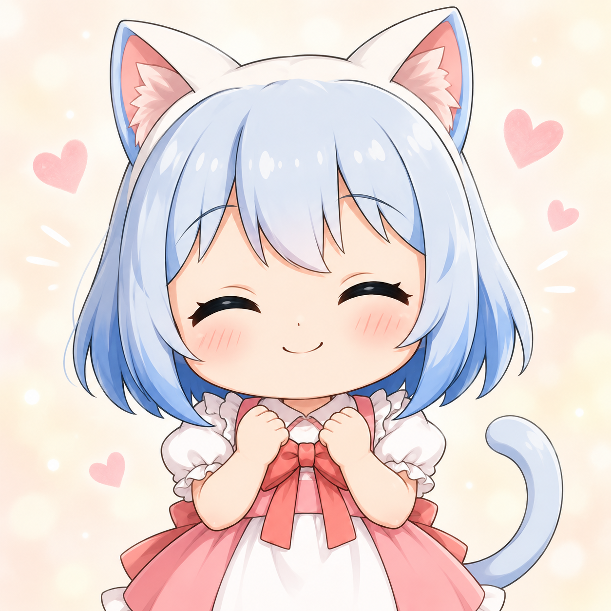 目を細めてにっこり笑うちび猫ちゃん