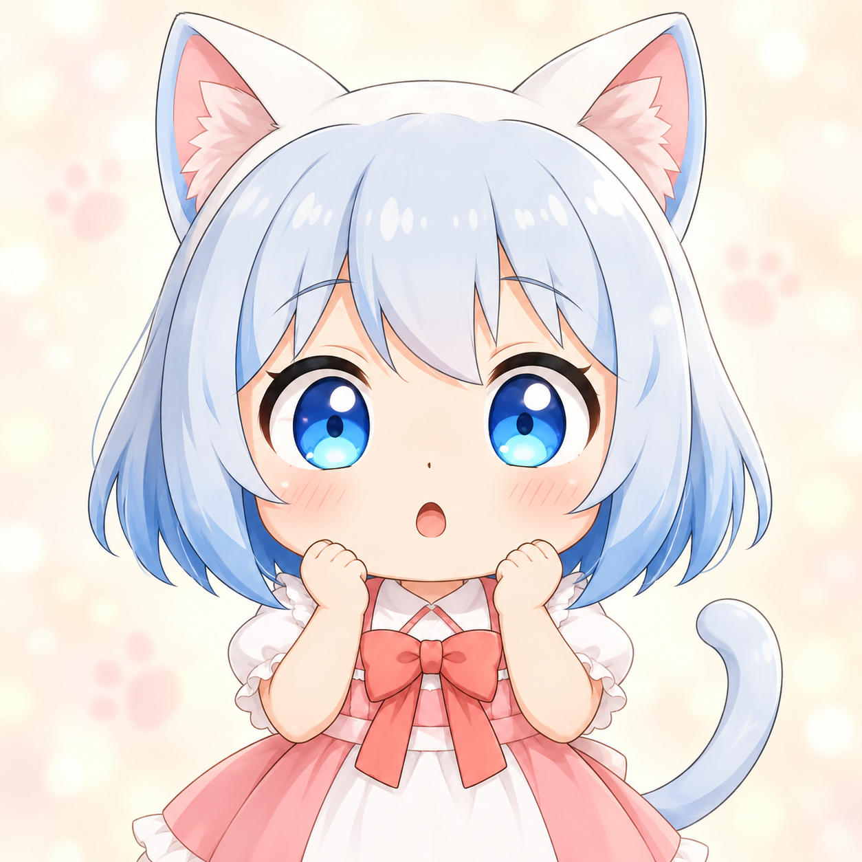 青い瞳をまんまるにしてびっくりするちび猫ちゃん